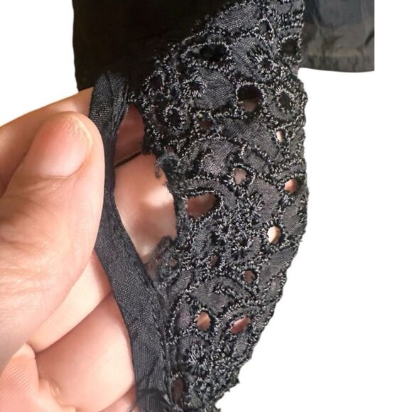 Johnny Was Black Crinkle Eyelet Sheer Blouse Long Sleeve Size Small 📦 - Picture 5 of 8